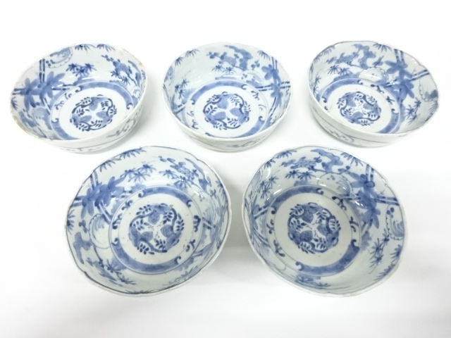 古伊万里　染付　松竹梅　大なます皿　5客